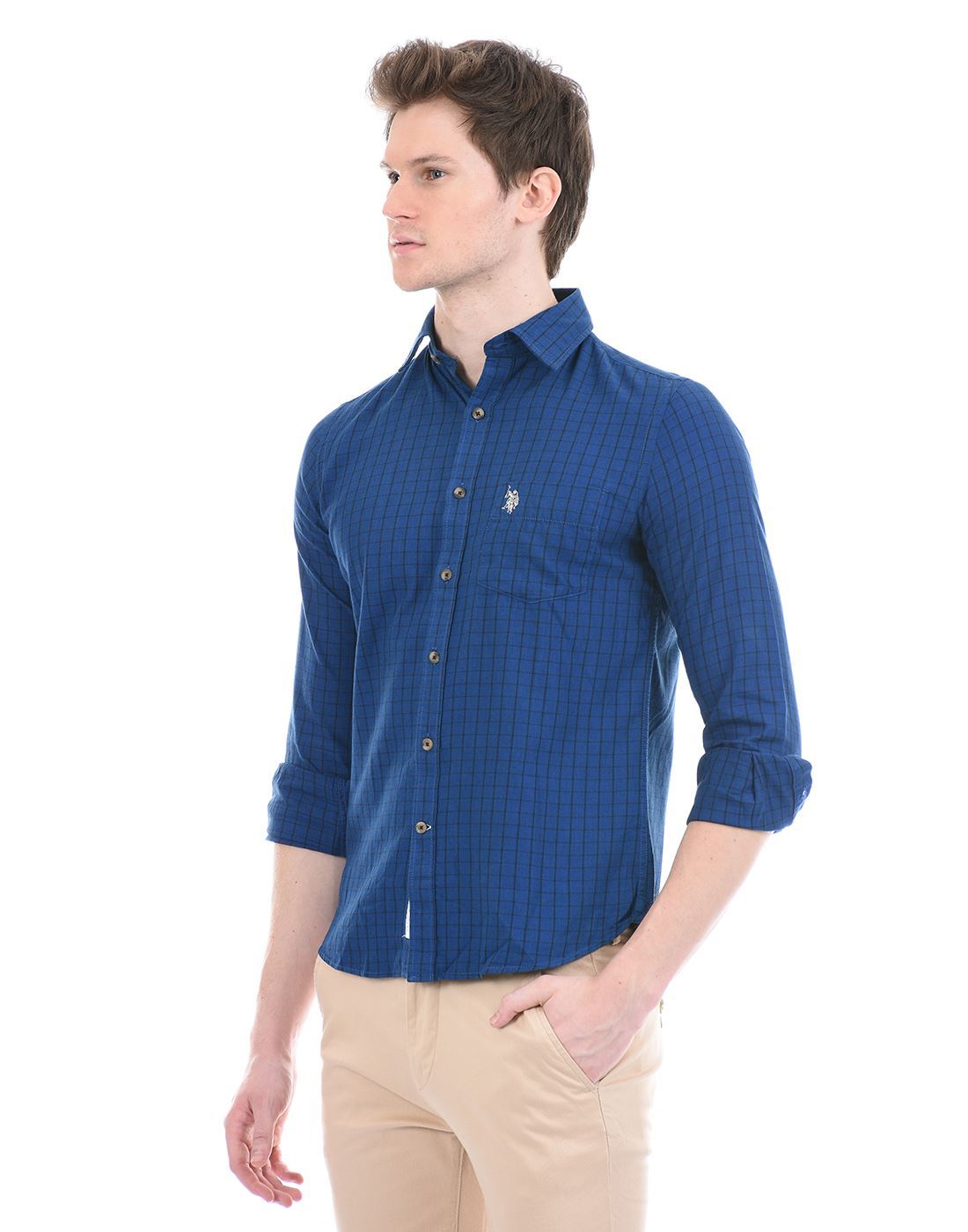 U.S.Polo Assn. Men Casual Wear Blue Shirt